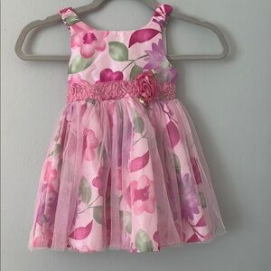 Youngland Pink and Green Floral Dress